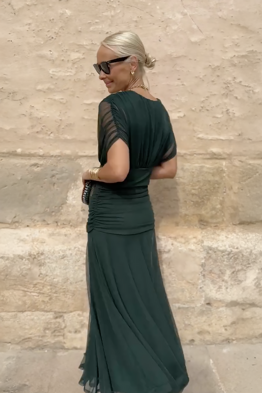 Elegáns, V-nyakú, fantázia partymaxi ruha