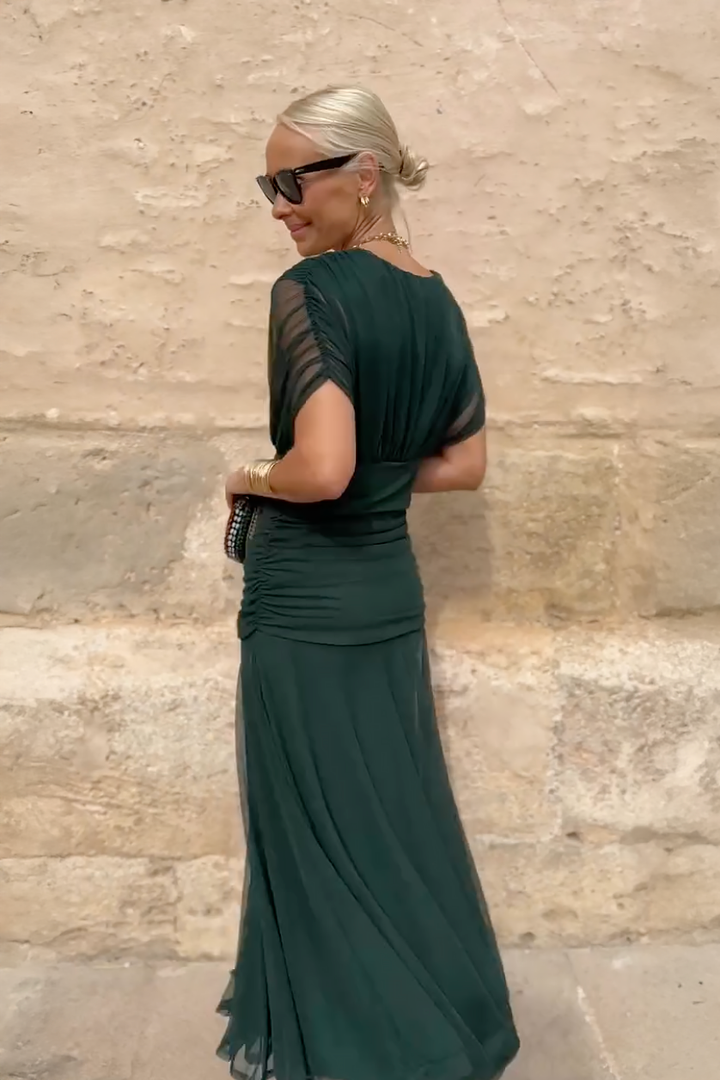 Elegáns, V-nyakú, fantázia partymaxi ruha