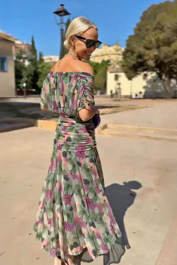 Elegáns, V-nyakú, fantázia partymaxi ruha