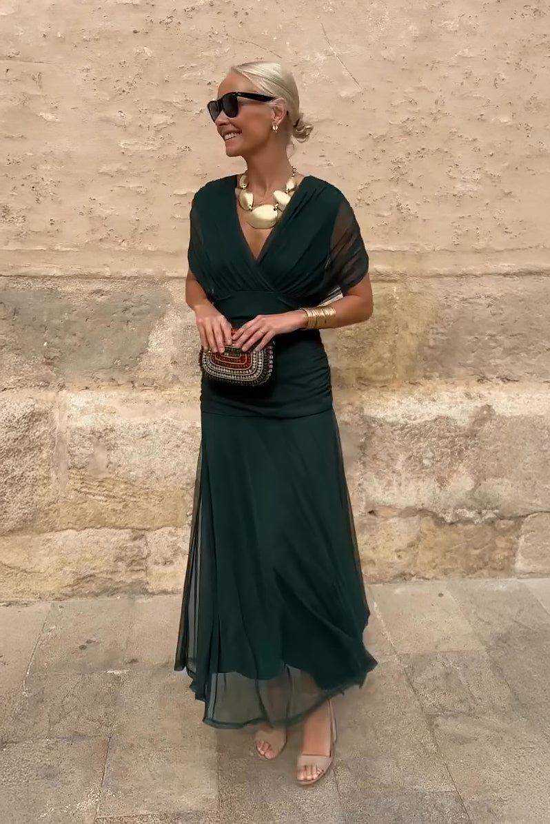 Elegáns, V-nyakú, fantázia partymaxi ruha