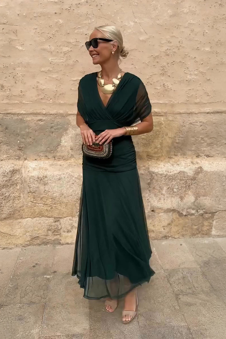 Elegáns, V-nyakú, fantázia partymaxi ruha