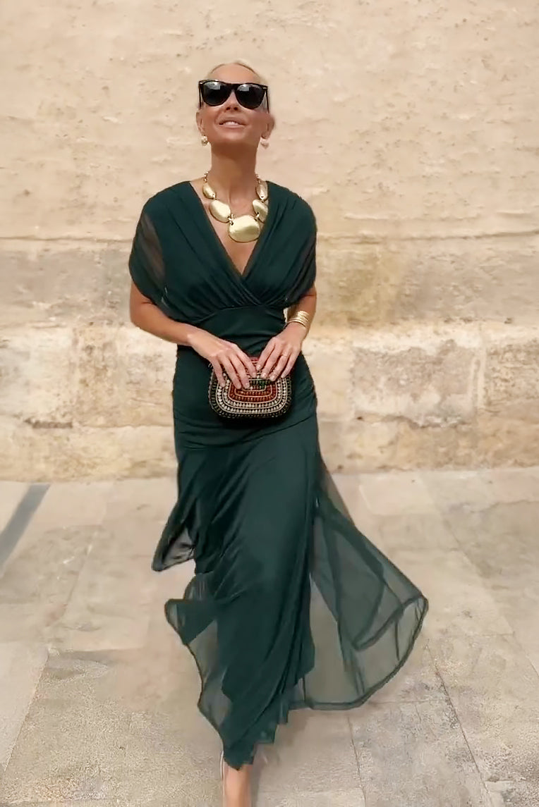 Elegáns, V-nyakú, fantázia partymaxi ruha