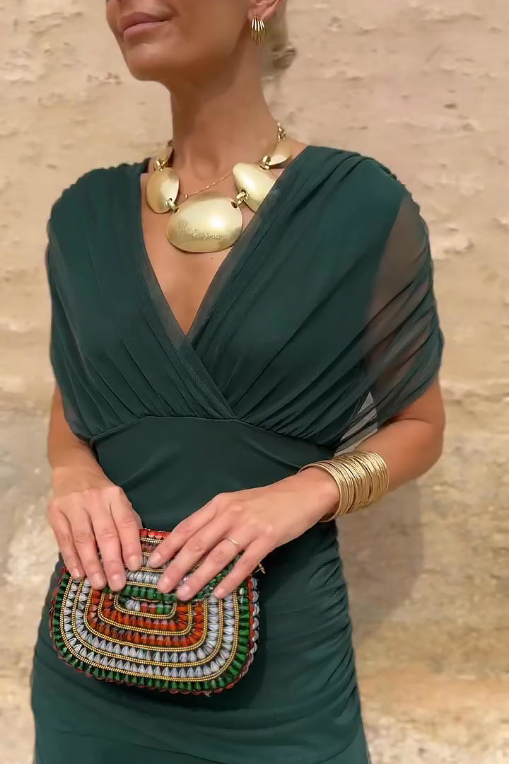 Elegáns, V-nyakú, fantázia partymaxi ruha